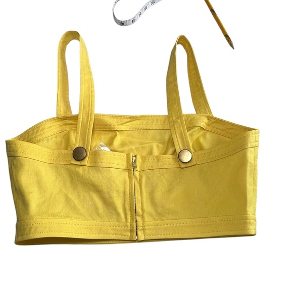 RAMY BROOK women’s size 0 emme linen blend crop top in yellow new with tags - Picture 3 of 7